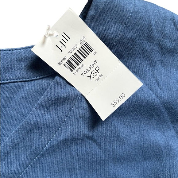 J Jill NWT extra Small Petite V Neck Blue Long Sleeved  Tunic - Picture 3 of 12